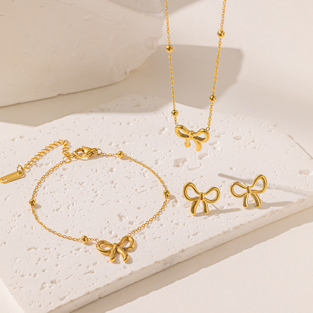 Titanium Steel Butterfly Bead Jewelry Set