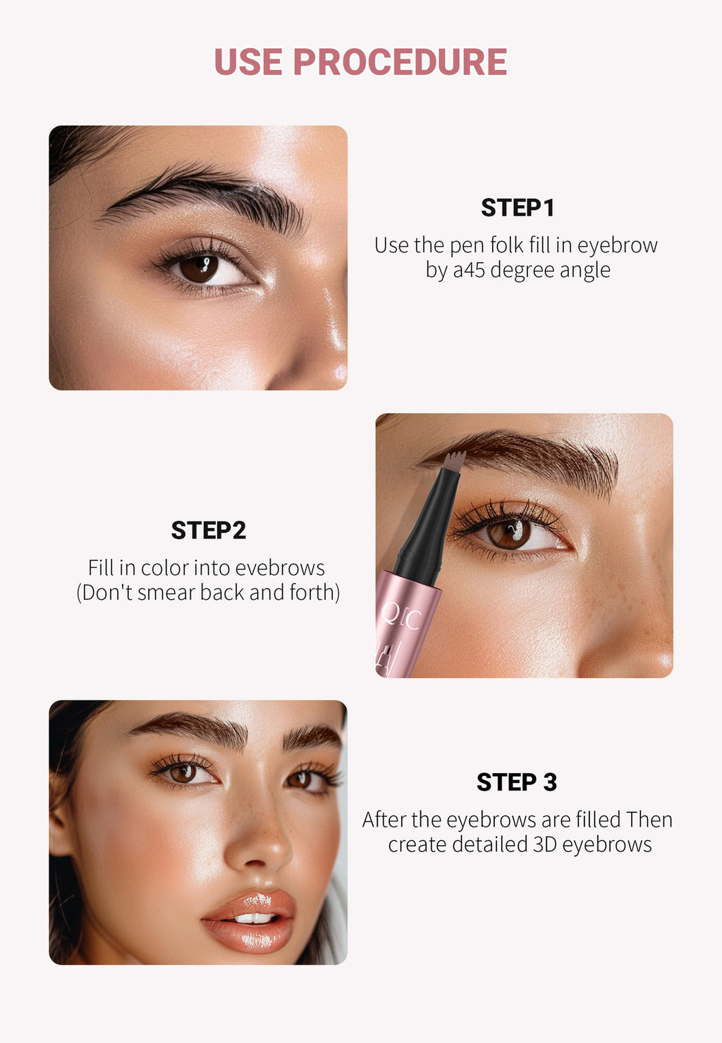 Waterproof And Smooth Not Smudge Four-fork Liquid Eyebrow Pencil